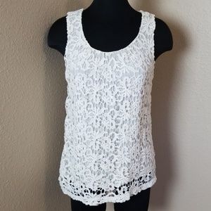 Lucky Brand Ivory Sleeveless Lace Blouse Small